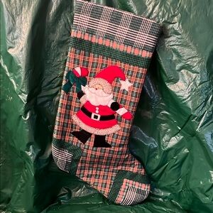 Festive Plaid Christmas Stockings with Santa and Snowman designs